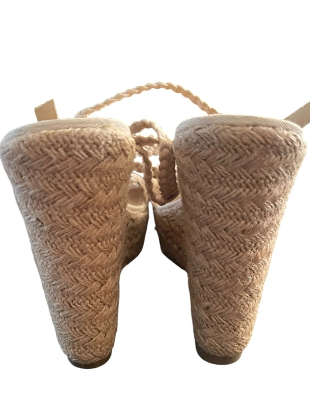 Mossimo beige woven platform Espadrille wedge sandals vacation Resortwear 8.5
